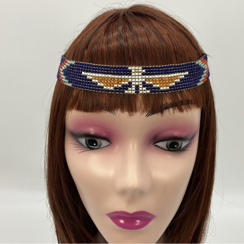 Beaded Headband with Multicolor Design